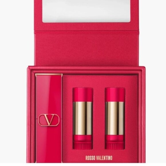 Rosso Valentino Couture Lipstick Set*w/Case ~ 3 Shades: 100R 107A 22R Refillable - Picture 4 of 14